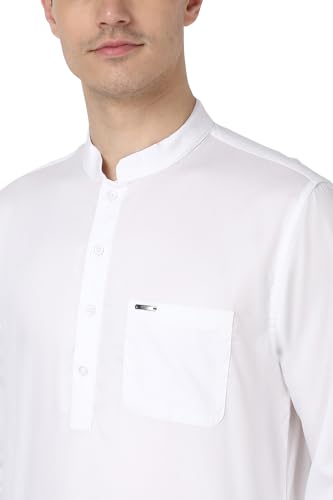 Image of Peter England Men Cotton Regular Fit Everyday Festive Solid Short Kurta