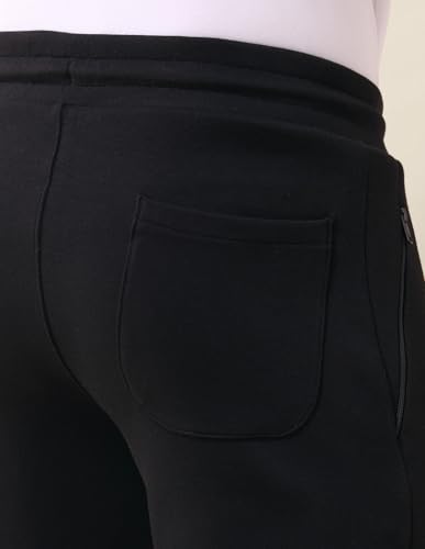 Image of U.S. Polo Assn. Men's Black Solid Mid Rise Cotton Drawstring Slim Fit Flat Front Slit Pocket Track Pants
