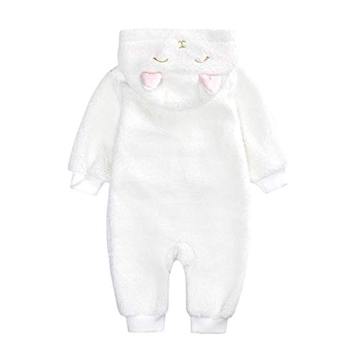 BEIAKE Baby Romper Capuche Capuche Snowsuits À Manches Longues Hiver Réchauffeur De Coton Combinaisons Unisexe Outwear Vêtements pour Garçons Girls Cadeau Nouveau-Né,Blanc,3~6 Months Cover