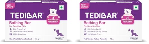 Image of Tedibar Moisturising Baby Bathing Bar 75g (Pack of 2) 100% Soap Free No. 1* Pediatrician Prescribed Moisturising Bar - By Torrent Pharma