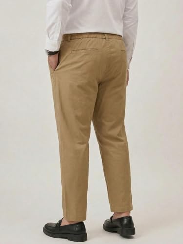 Image of Plus Size Men Stretchable Chino Pants Pure Cotton Casual Trousers for Men