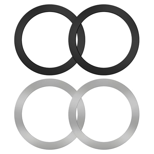 Ainiv 4 Pzs Pegatinas de Anillo de Metal Universales, Compatible con Soportes Anillo Magnéticos, Cargadores Inalámbricos Magnéticos/Soportes para Automóvil, Compatibles con iPhone, Galaxy y Android