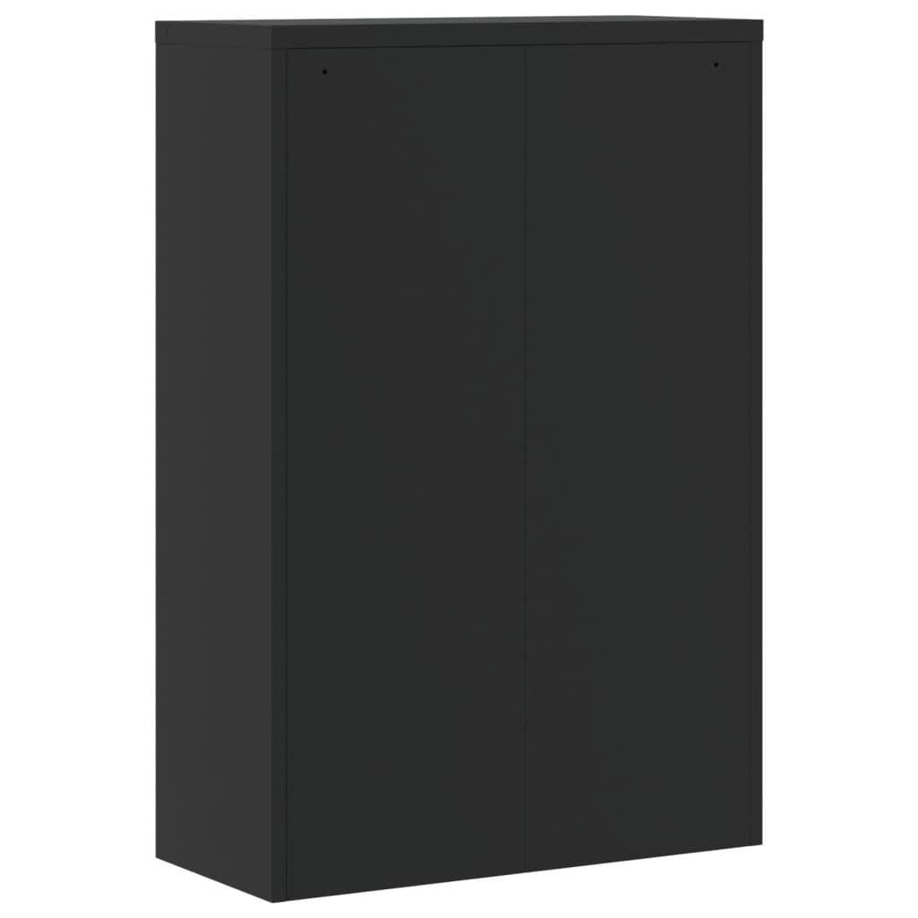 Generico Armadio Classificatore Nero 90x40x140 cm in Acciaio Verniciato a Polvere con 3 Ripiani Regolabili e Serratura per Ufficio Documenti