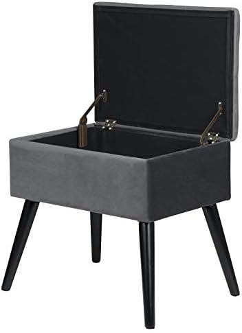 eSituro Ottoman Storage Bench Chest Padded Footstool Linen Pouffe Chair Dark Grey Bed End Bench Shoe Bench Children Toy Box Stool Milking Stool