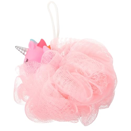 BIUDECO Spugna da Bagno per a Forma di Unicorno Rosa Palla da Doccia Esfoliante in PE e PVC Spugna Rete per Doccia Schiuma Ricca Comoda per Pulizia Corpo e Schiena
