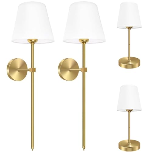 Lista de Lámparas de pared más recomendados. 41 Juego de 2 Lámpara de Pared, Lampara de Pared Interior Retro, Aplique de Pared con Soporte de Columna, Lamparas de Pared Dormitorio, Lampara de Pared Dorada para recámara sala de...