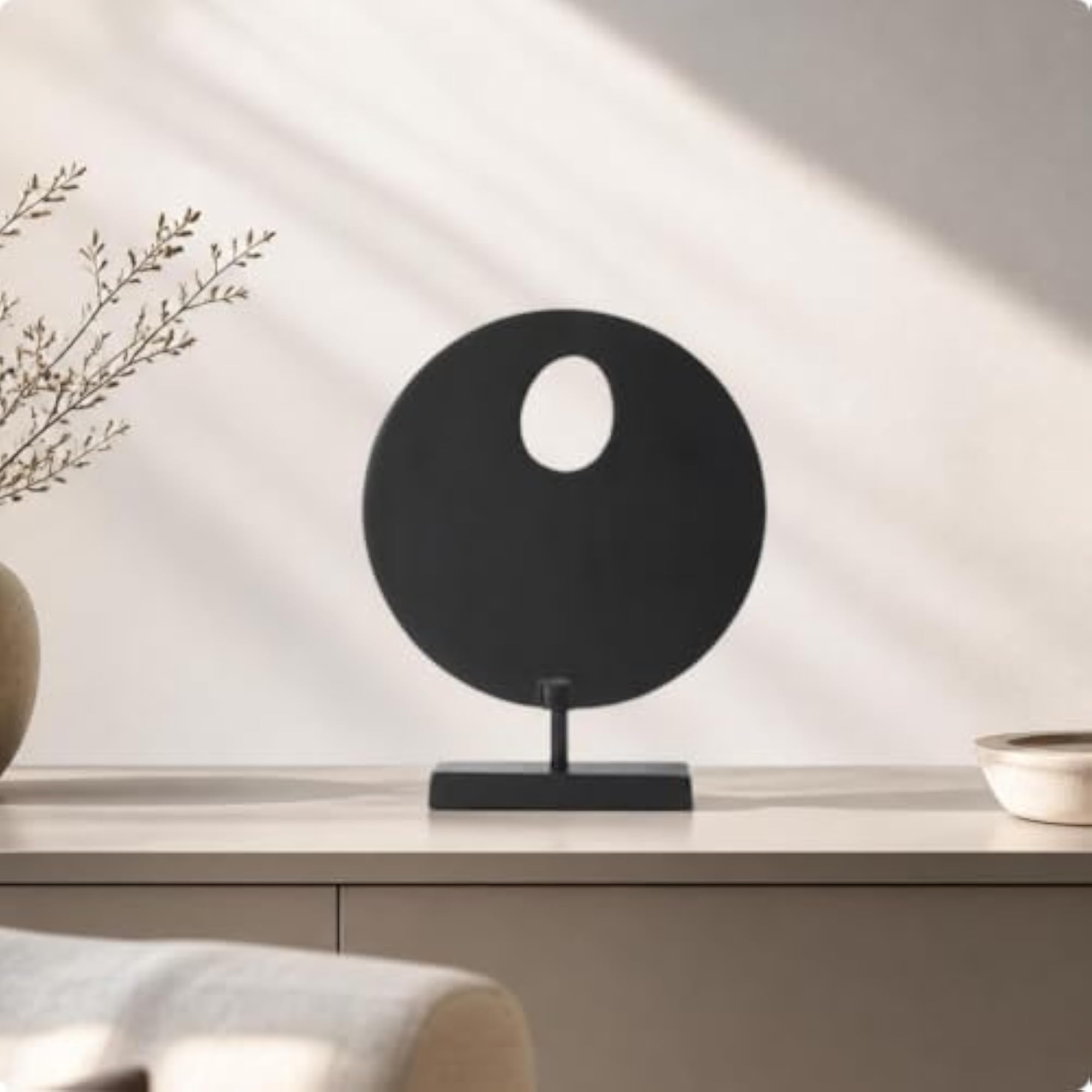 Abstract Tabletop Sculpture, Open-Circle Decorative Piece