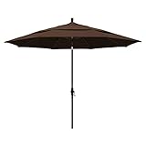 California Umbrella 11' Round Aluminum Market Umbrella, Crank Lift, Collar Tilt, Bronze Pole,...