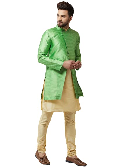 Image of SOJANYA Men's Silk Blend Solid Kurta & Pyjama Set