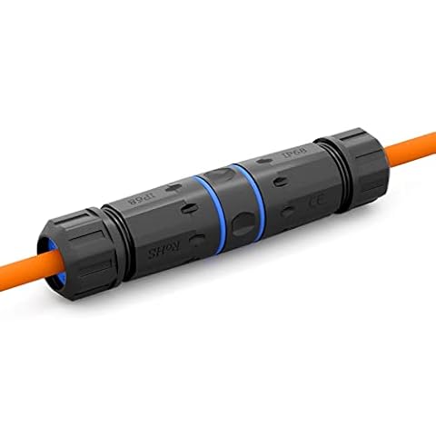 hb-digital 1 x RJ45 złącze kabla krosowego, CAT. 7 OUTDOOR IP68, wodoszczelne złącze Ethernet, kabel sieciowy, adapter LAN przedłużacz gniazdo RJ45 (8P8C) STP AWG26-22, na zewnątrz, kolor czarny