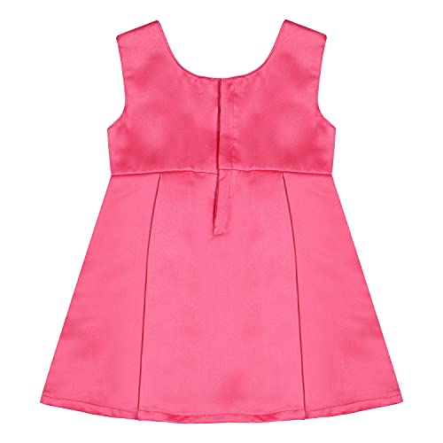 Image of SELVEL Baby Girls Frock Dress | Pleated Knee-Length Satin Dress (STN-PB-0361)