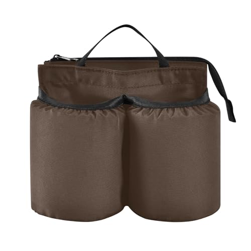 xigua Grayish Brown Color Travel Luggage Cup Holder,Free Hands Suitcase Drinks Carrier Bag Drink Holder with 2 Coffee Mugs for Flight Attendants,Business Travelers Travel Essential31, 7.9×3.9×4.9in