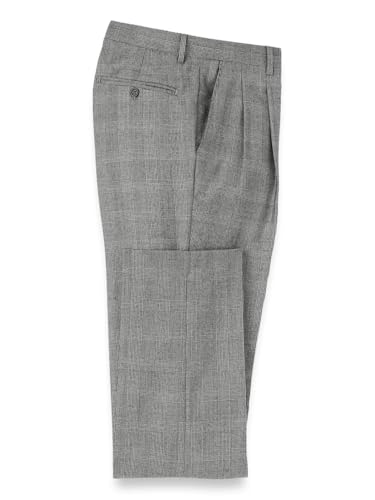 Paul Fredrick Men's Wool Flannel Plaid Pleated Pants
