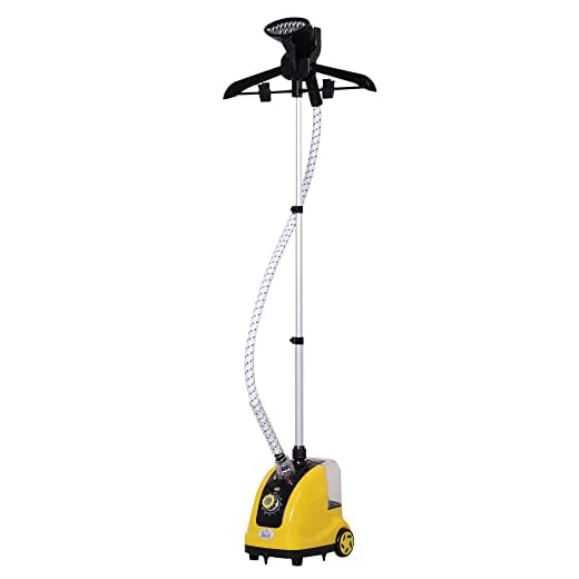 HOMCOM Plancha de Vapor con Depósito de 1.4L y Temperatura Ajustable a 11 Niveles tipo Centro de Planchado Vertical 1800W 26x21.5x146cm