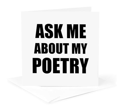 3dRose Ask me about my Poetry - advert for poet - advertise your work - advertising poems self-promotion 1 Greeting Card with envelope