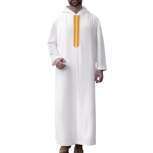 T-shirt blanc en coton col V pour homme avec manches longues décontracté