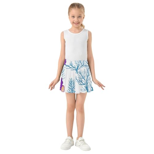 Athletic Shorts Girls Skorts Purple Seahorses Blue Coral Toddlers Tennis Skirts Purple Flowy Skirt 3t3