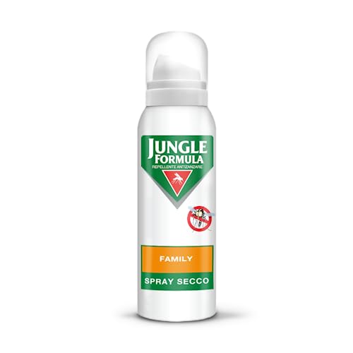 Jungle Formula Family Repellente per zanzare e insetti Spray secco - Fino a 6 ore di protezione contro zanzare, zanzara tigre - Per l'uso in casa, all'aria aperta e per viaggi a corto raggio- 125 ml