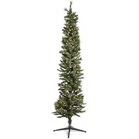 Amazon.com: Home Heritage 7 Foot Pre-Lit Skinny Artificial Stanley Pencil Pine Christmas Tree With Clear White Lights, Foldable Stand And Easy Assembly : Home & Kitchen