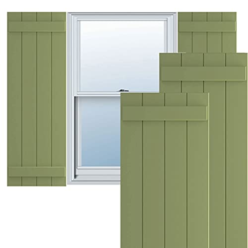 Ekena Millwork 21 1/2"W x 48"H True Fit PVC Four Board Joined Board-n-Batten Shutters, Moss Green (Per Pair - Hardware Not Included)