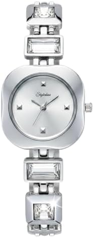 STYLEDOSE Luxury Round Dial in Square case with Ston Studded brecelet Strap Quartz Analogue Wrist Watches for Women's & Girls&Miss&Ladies