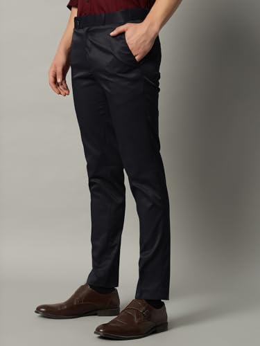 Image of Vogaan Formal Pant with Expandable Waist for Men | Men's Cotton Regular Fit Flat Front Pant for Party and Casual Wear