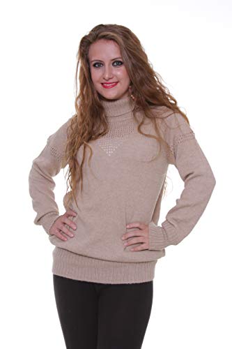 Gamboa - Premium Alpaca Sweater for Women - 100% Alpaca - High Neck Beige