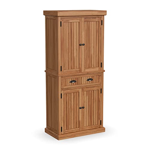 Homestyles Nantucket Natural Wood Pantry with Four Doors