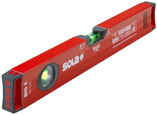 Sola BIG X - Nivel de aluminio extra resistente de 50 cm con 2 burbujas de precisión Focus
