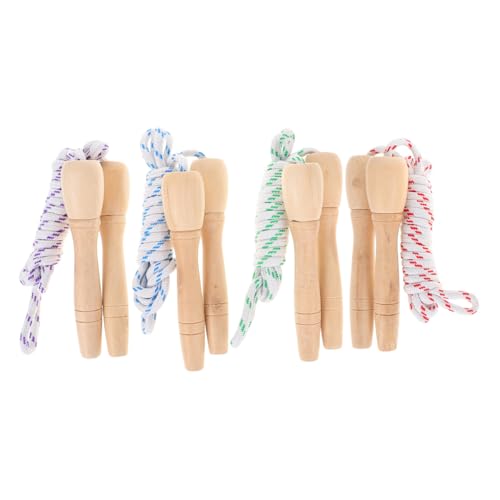 VALICLUD 4個 原木製ハンドルと綿ロープ採用 調節可能な学生用縄跳び の トレーニング 屋内外の運動会や健康維持に ランダム ランダムカラー