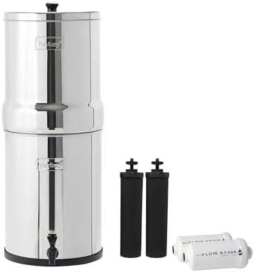 Imperial Berkey Gravity-Fed Water Filter System 4.5 Gallon with 2 Black Berkey Elements, 2 PF-2 Fluoride and Arsenic Reduction Elements