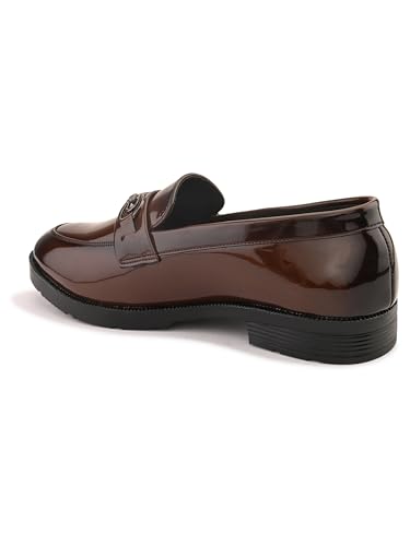 Image of STANPHORD Mens Loafers Textured Formal Slipon Loafers with Metal Accent for Party & Formal Occasion