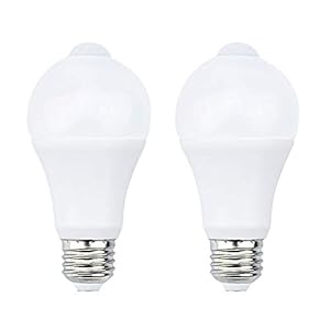 bonlux 7w e27 pir infrarouge ampoule led avec détecteur de mouvement on/off automatiquement a60 220v 700lm équivalent 70w halogène pour escalier couloir garage(lot de 2,blanc chaud 2700k)