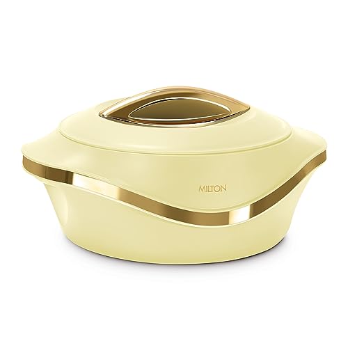 MILTON Pearl 1500 Inner Stainless Steel Casserole, 1.27 litres, Ivory | BPA Free | Food Grade | Easy to Carry | Easy to Store | Chapati | Roti | Curd Maker