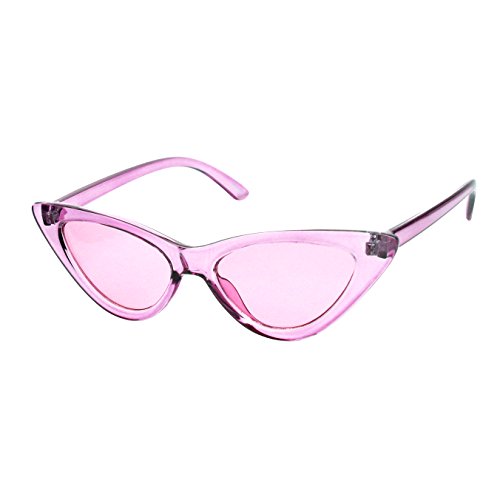 ShadyVEU Slim Small Exaggerated Cat Eye Sunglasses Clear Translucent Candy Color Tinted Lens Shades