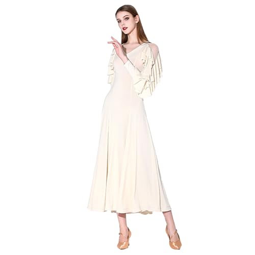 Robe de danse moderne à col en V avec manches volantées fluides