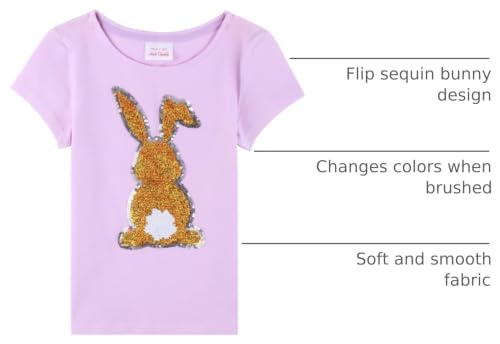 Image of Easter Shirts for Girls Kids Easter Gift Bunny Flip Sequin T-Shirt Clothing 3-12 Years