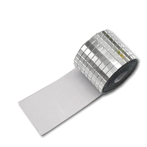 Baldosas para mosaicos Mosaico de vidrio autoadhesivo plateado 5 m, cuadrícula x mm y 10, ideal for manualidades decoración paredes(Sliver,4cmx4M (4pcsx1M),5x5mm)