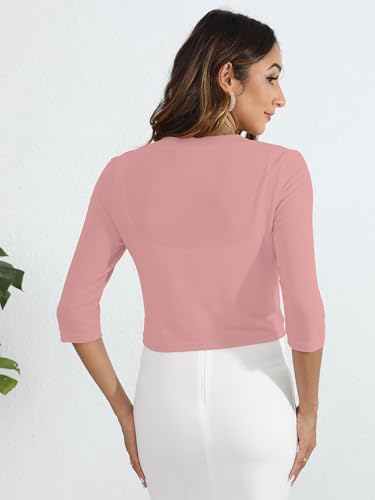 Image of Heymoments Women's Thin Shrugs 3 /4 Sleeve Lightweight Cropped Sweaters Open Front Cardigan for Dress