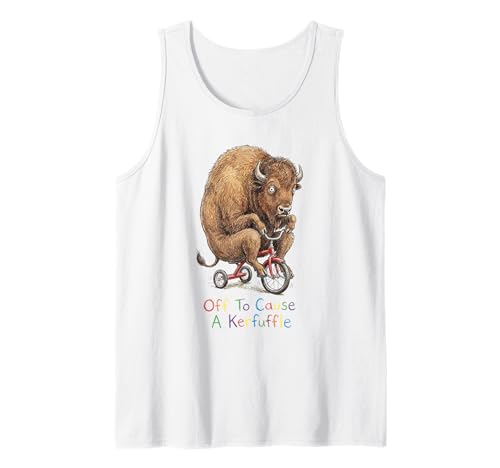 Off to Cause A Kerfuffle Bison Bicycle Funny Tank Top
