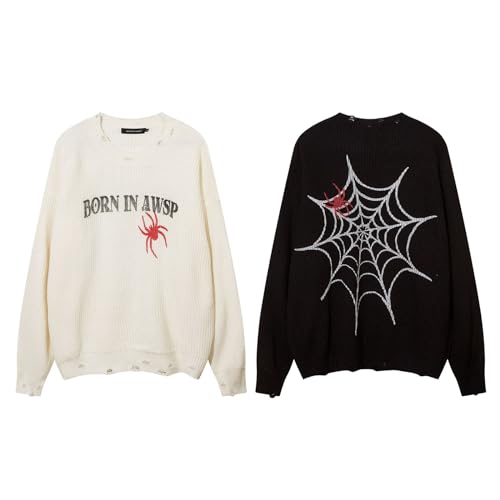 Pull en tricot imprimé toile d'araignée d'halloween vêtements d'extérieur
