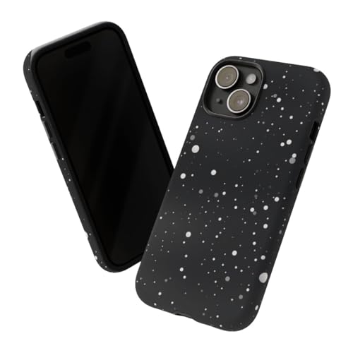 Coque iPhone 15 rigide mate texture spatiale minimaliste à pois - 2