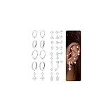 MILACOLATO 12 Paires Boucles d'oreilles Femme Acier Inoxydable Piercing Oreille Cartilage Helix Tragus Boucles d'oreilles Femme Argent Bijoux pour Femmes B