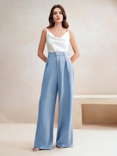 Image of KOTTY Women's Elegant High-Waist Wide-Leg Trousers for Office & Casual Wear