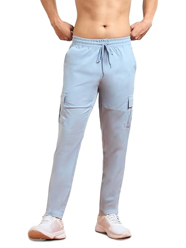 Image of TECHNOSPORT Men's Regular Fit Mid Rise Polyester Solid Cargos for Activewear, Regular Use and Quick Dry