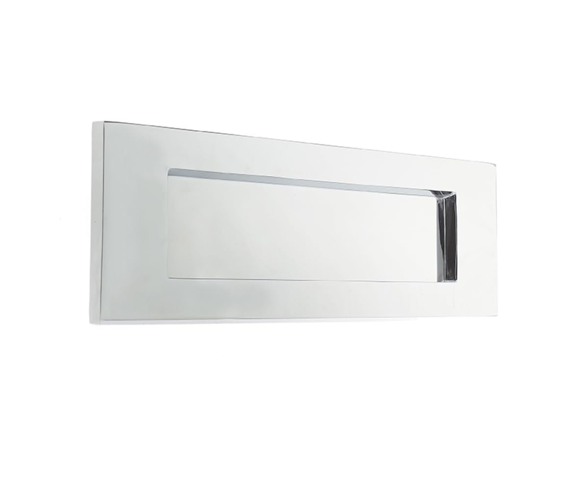 Ironmongery Solutions® Traditional Letter Box Plate External Front Door Polished Finish Durable Mail Slot Cover Fixings Included (Polished Chrome, 279mm x 89mm)