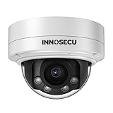 INNOSECU 5MP Vandalensichere PoE Dome-Kamera, Outdoor Sicherheits-Überwachungskamera, 2,8 ~ 12 mm motorisiertes Objektiv, Nachtsicht bis zu 36,6 m, integriertes Mikrofon, Erkennung von Menschen