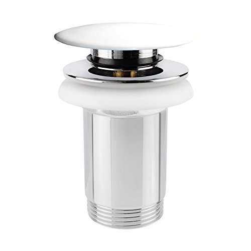 Preisvergleich Produktbild Waschtisch Pop-UP Ablaufventil mit Push to Open Ablaufgarnitur Waschbecken Abflussventil Ablaufgarnitur Abfluss Weiß