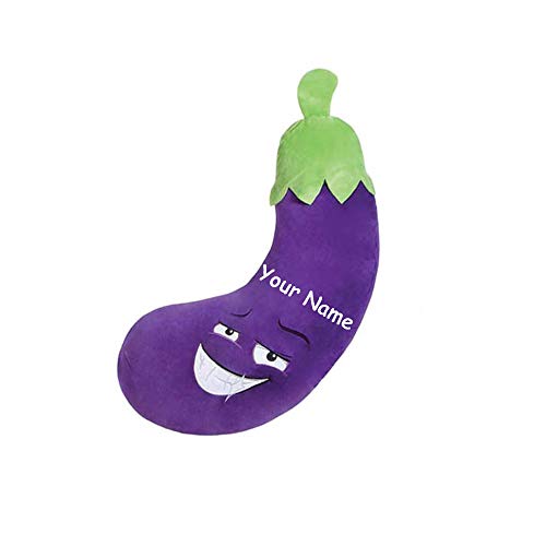 Fiesta Toys Personalized Edgar The Smiling Purple Eggplant Plush Stuffed Toy with Custom Name - 9 Inches