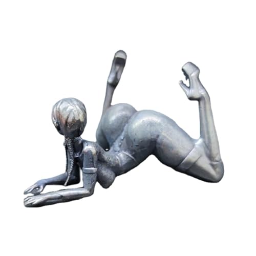 Brass Posture Nude Female Miniatures Statue,Metal Pantyhose High Heels Female Woman Sculpture Figurines Body Art Desktop Car Decor Men Collect Gifts